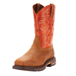 Ariat WorkHog Earth Brown & Brick Orange Wide Square Steel Toe Workboots 10006961